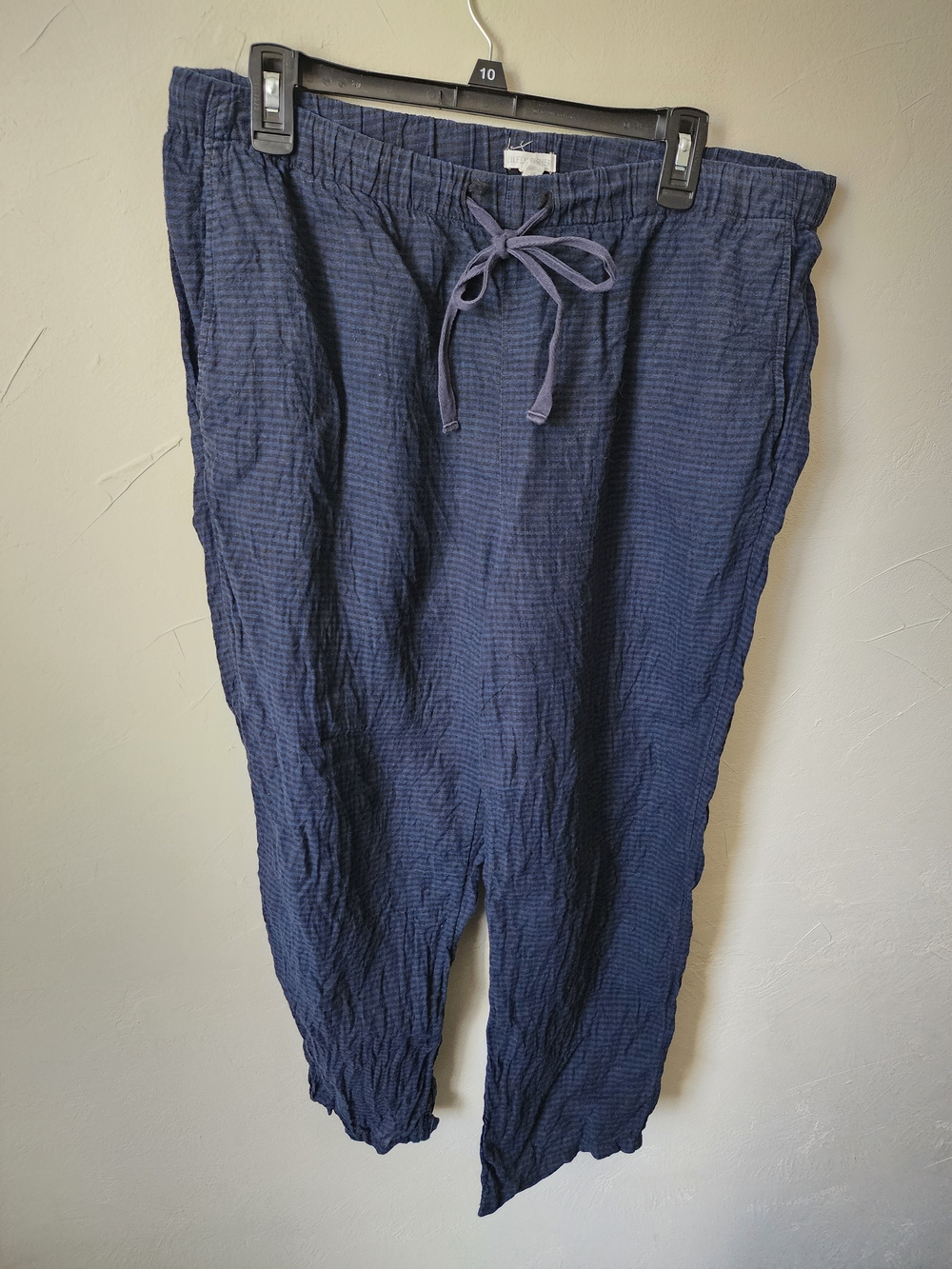 Eileen Fisher Navy Crinkled Drawstring Pants